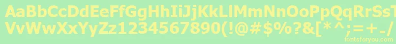 フォントUkijInchikeBold – 黄色の文字が緑の背景にあります