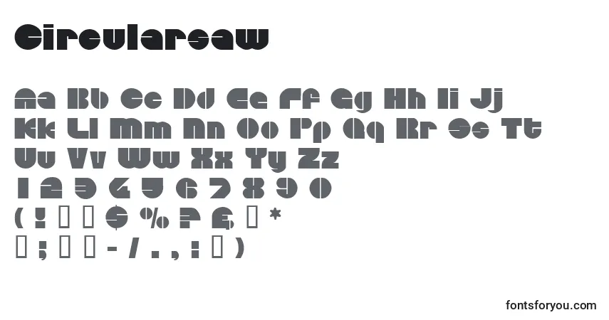 A fonte Circularsaw – alfabeto, números, caracteres especiais