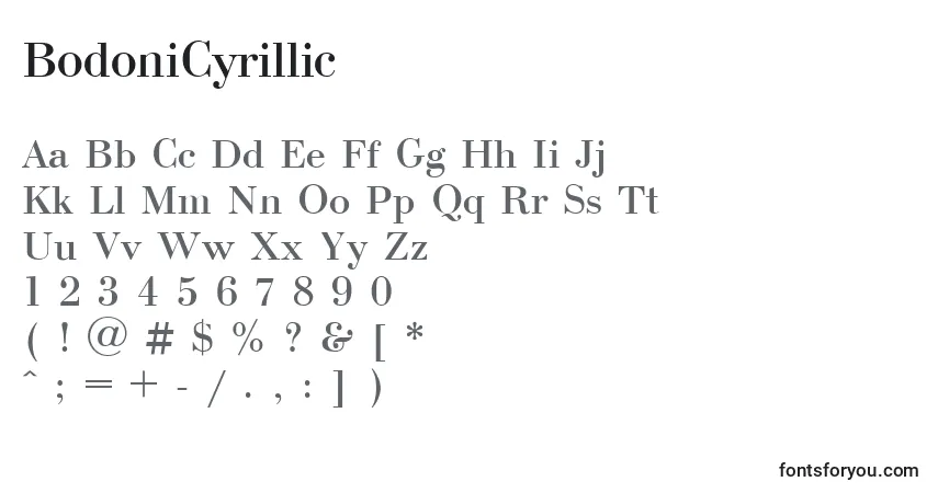 Fuente BodoniCyrillic - alfabeto, números, caracteres especiales