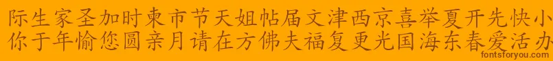 HanziKaishu Font – Brown Fonts on Orange Background