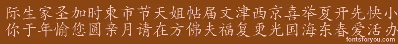 HanziKaishu Font – Pink Fonts on Brown Background