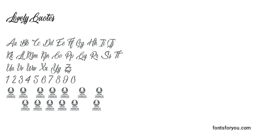 Czcionka LovelyQuotes – alfabet, cyfry, specjalne znaki