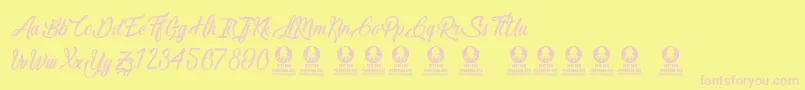 LovelyQuotes Font – Pink Fonts on Yellow Background