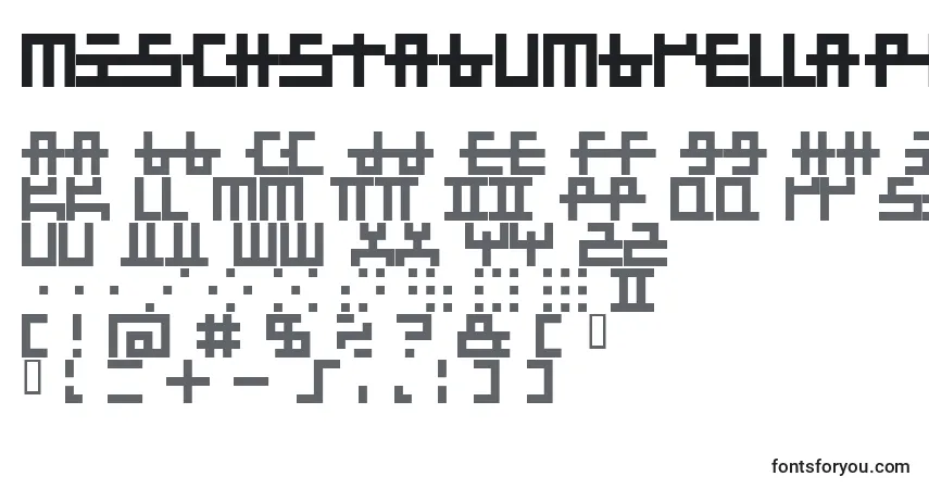 Schriftart MischstabUmbrellaPatina – Alphabet, Zahlen, spezielle Symbole