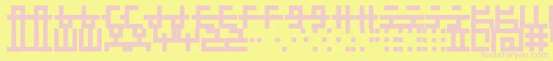 MischstabUmbrellaPatina-fontti – vaaleanpunaiset fontit keltaisella taustalla