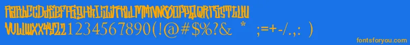 フォントStreetVendettaDemo – オレンジ色の文字が青い背景にあります。