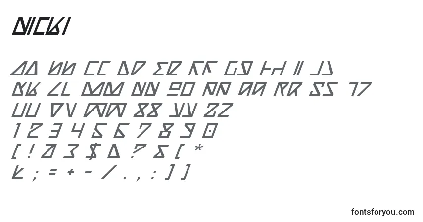 Nicki Font – alphabet, numbers, special characters