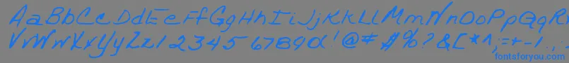 TrixieshandRegular-Schriftart – Blaue Schriften auf grauem Hintergrund