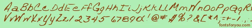 Шрифт TrixieshandRegular – коричневые шрифты на зелёном фоне