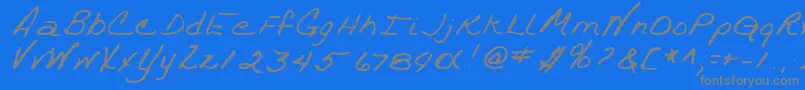 TrixieshandRegular-Schriftart – Graue Schriften auf blauem Hintergrund