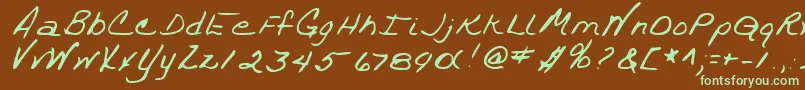TrixieshandRegular Font – Green Fonts on Brown Background