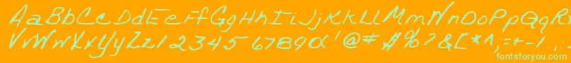 TrixieshandRegular-fontti – vihreät fontit oranssilla taustalla