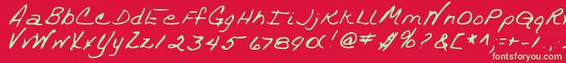フォントTrixieshandRegular – 赤い背景に緑の文字