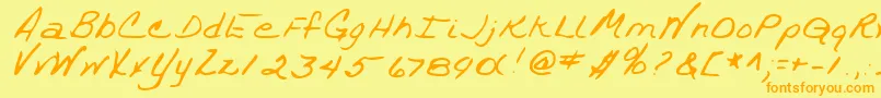 TrixieshandRegular Font – Orange Fonts on Yellow Background