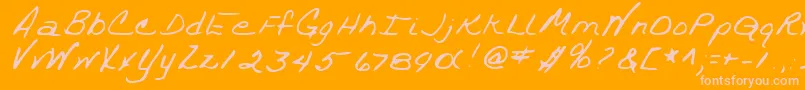 TrixieshandRegular-fontti – vaaleanpunaiset fontit oranssilla taustalla