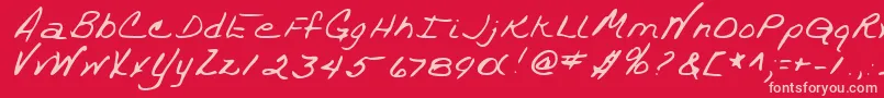 TrixieshandRegular-fontti – vaaleanpunaiset fontit punaisella taustalla