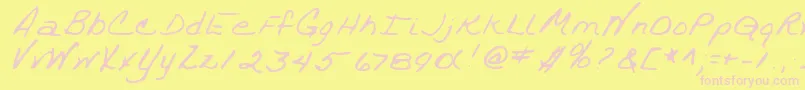 TrixieshandRegular Font – Pink Fonts on Yellow Background