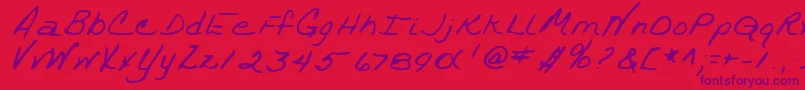 TrixieshandRegular-Schriftart – Violette Schriften auf rotem Hintergrund
