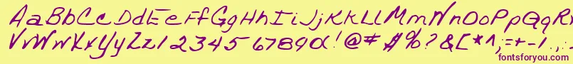 TrixieshandRegular Font – Purple Fonts on Yellow Background