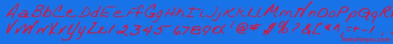 TrixieshandRegular Font – Red Fonts on Blue Background