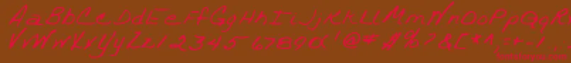 TrixieshandRegular Font – Red Fonts on Brown Background