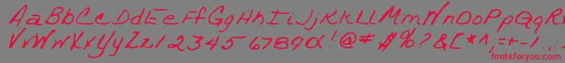 フォントTrixieshandRegular – 赤い文字の灰色の背景