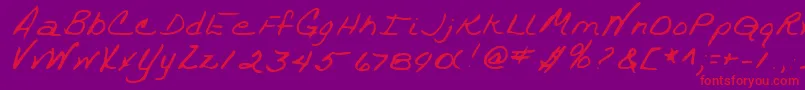TrixieshandRegular Font – Red Fonts on Purple Background