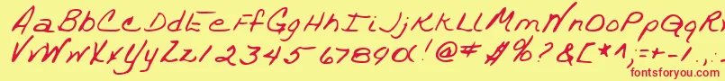 フォントTrixieshandRegular – 赤い文字の黄色い背景