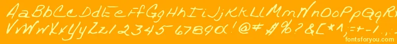TrixieshandRegular-fontti – keltaiset fontit oranssilla taustalla
