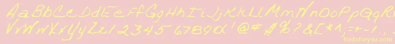 TrixieshandRegular Font – Yellow Fonts on Pink Background