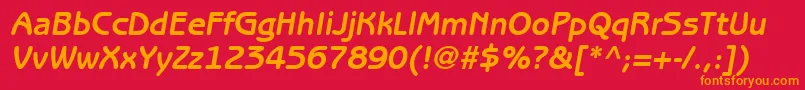 ExpressDecoGothicSsiBoldItalic-Schriftart – Orangefarbene Schriften auf rotem Hintergrund