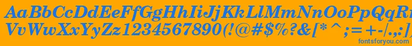 CenturySchoolbookBoldItalicWin95bt Font – Blue Fonts on Orange Background