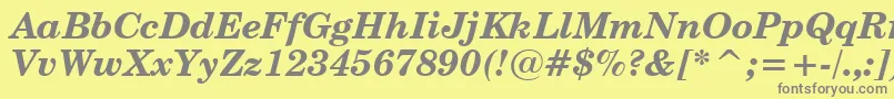 CenturySchoolbookBoldItalicWin95bt-Schriftart – Graue Schriften auf gelbem Hintergrund