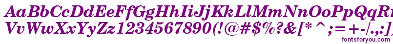 フォントCenturySchoolbookBoldItalicWin95bt – 白い背景に紫のフォント