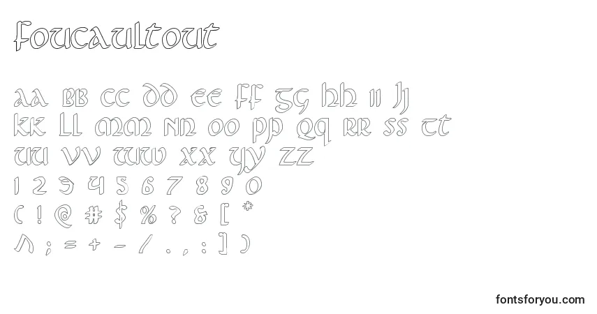 Schriftart Foucaultout – Alphabet, Zahlen, spezielle Symbole