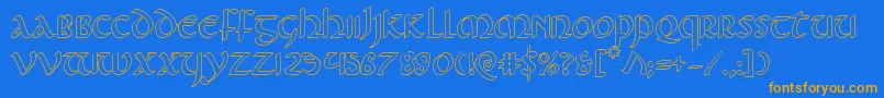 Foucaultout Font – Orange Fonts on Blue Background
