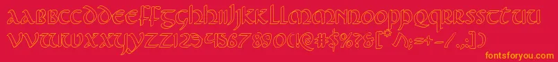 Foucaultout Font – Orange Fonts on Red Background