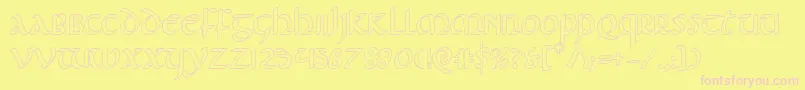 Foucaultout-Schriftart – Rosa Schriften auf gelbem Hintergrund