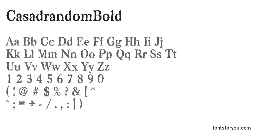 A fonte CasadrandomBold – alfabeto, números, caracteres especiais
