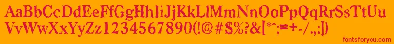 CasadrandomBold-Schriftart – Rote Schriften auf orangefarbenem Hintergrund
