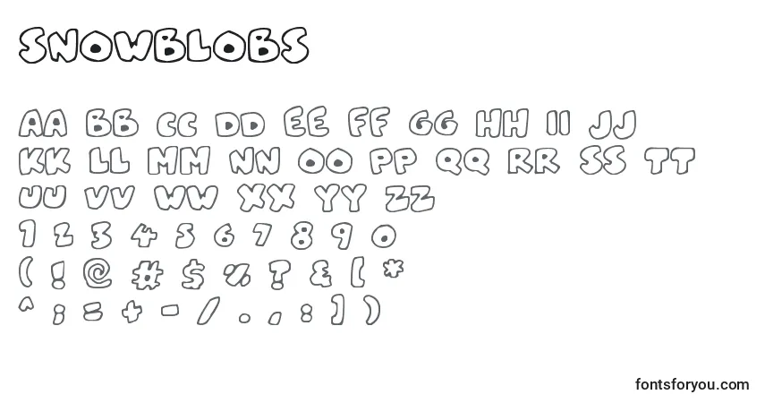 A fonte Snowblobs (88687) – alfabeto, números, caracteres especiais