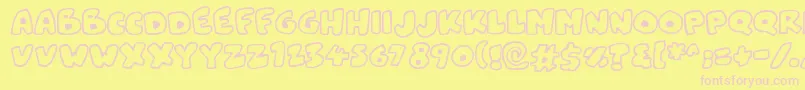Snowblobs-fontti – vaaleanpunaiset fontit keltaisella taustalla