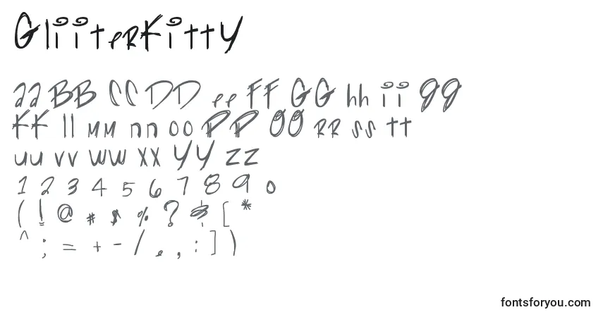 Schriftart Gliiterkitty – Alphabet, Zahlen, spezielle Symbole