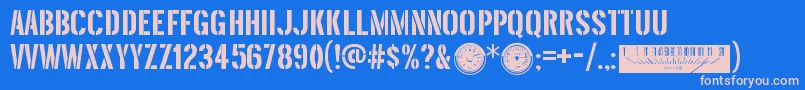 フォントThreefortysixbarrelRegular – ピンクの文字、青い背景