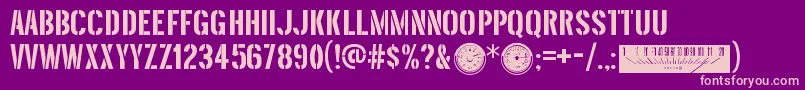 ThreefortysixbarrelRegular-Schriftart – Rosa Schriften auf violettem Hintergrund