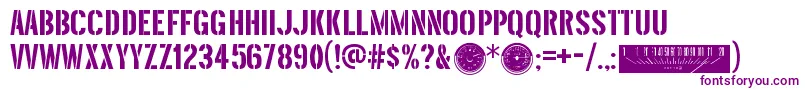 Więcej informacji o czcionce ThreefortysixbarrelRegular Czcionka ThreefortysixbarrelRegular – fioletowe czcionki na białym tle