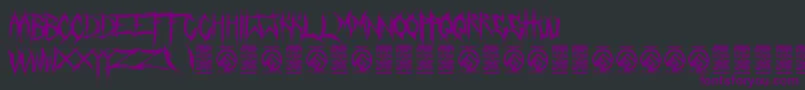 Weitere Informationen zur CrucifixionRegular-Schriftart CrucifixionRegular-Schriftart – Violette Schriften auf schwarzem Hintergrund