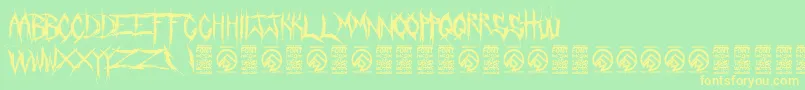 CrucifixionRegular Font – Yellow Fonts on Green Background