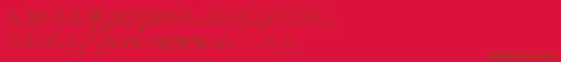 Czcionka Suillylatourdemo – brązowe czcionki na czerwonym tle