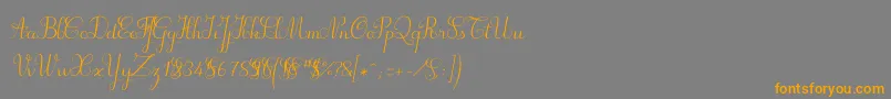 Weitere Informationen zur Suillylatourdemo-Schriftart Suillylatourdemo-Schriftart – Orangefarbene Schriften auf grauem Hintergrund